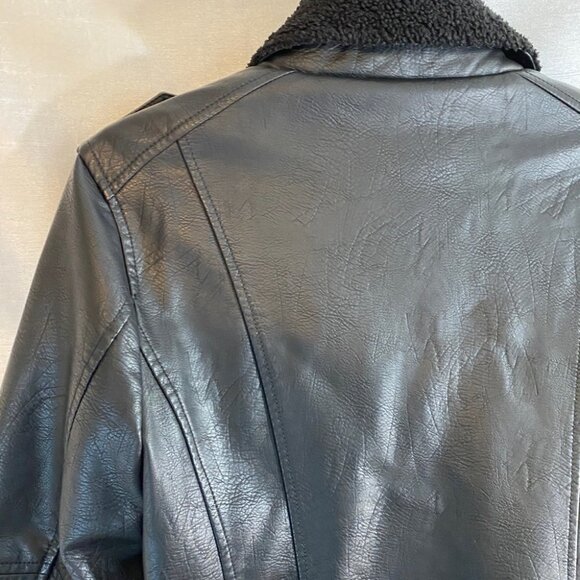 Tommy Hilfiger Faux Leather Jacket  with Sherpa Lining Ladies XS - Picture 11 of 16